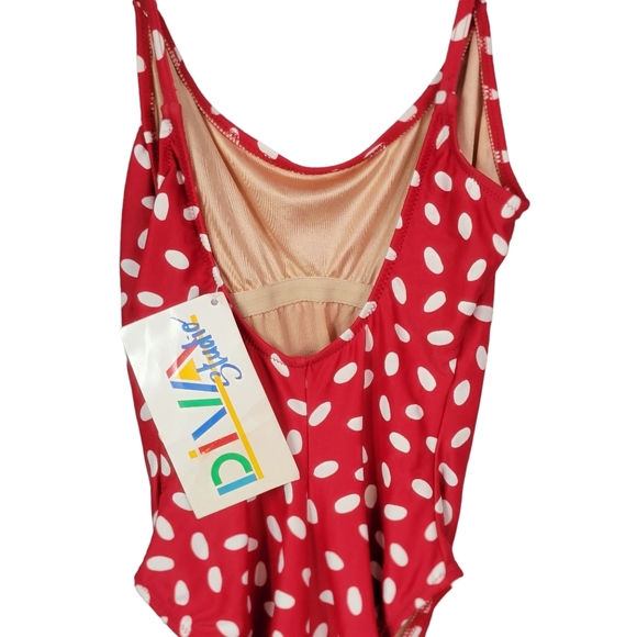 Diva Studio Red Watermelon Seed Polka-Dot Pool Beach One Piece Swimsuit 6 NWT - Picture 8 of 9